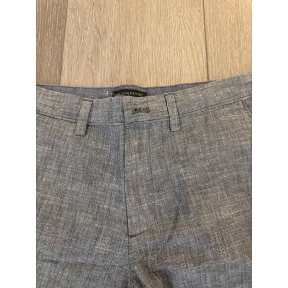 Banana Republic Chino Short Mens 32 Gray Straight Leg Flat Front Slash Pockets - Picture 3 of 6